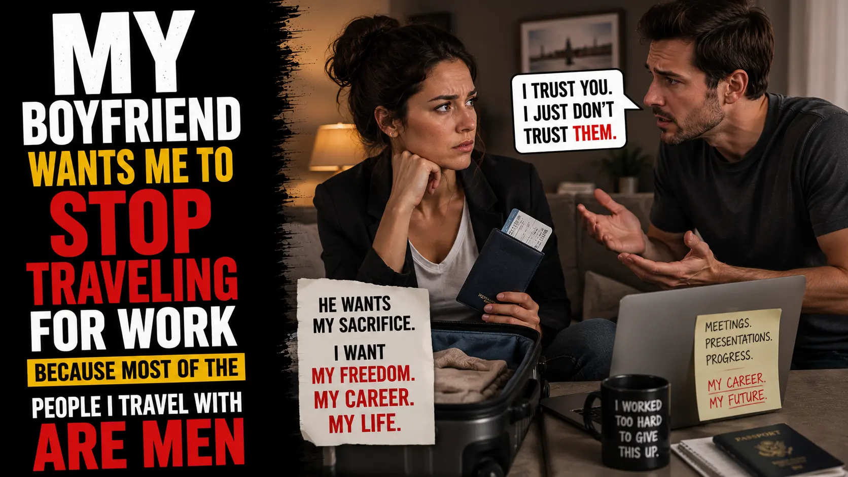 He insists he trusts me—he just doesn’t trust them. At first, I tried reassuring him. Now he’s asking me to risk a career I’ve spent years building just to make him feel secure.