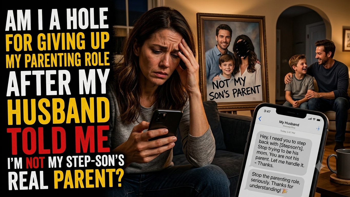 Am I A Hole for Giving Up My Parenting Role After My Husband Told Me I'm Not My Stepson's Real Parent?