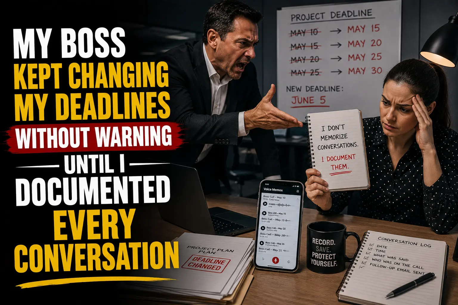 My Boss Kept Changing My Deadlines Without Warning Until I Documented Every Conversation